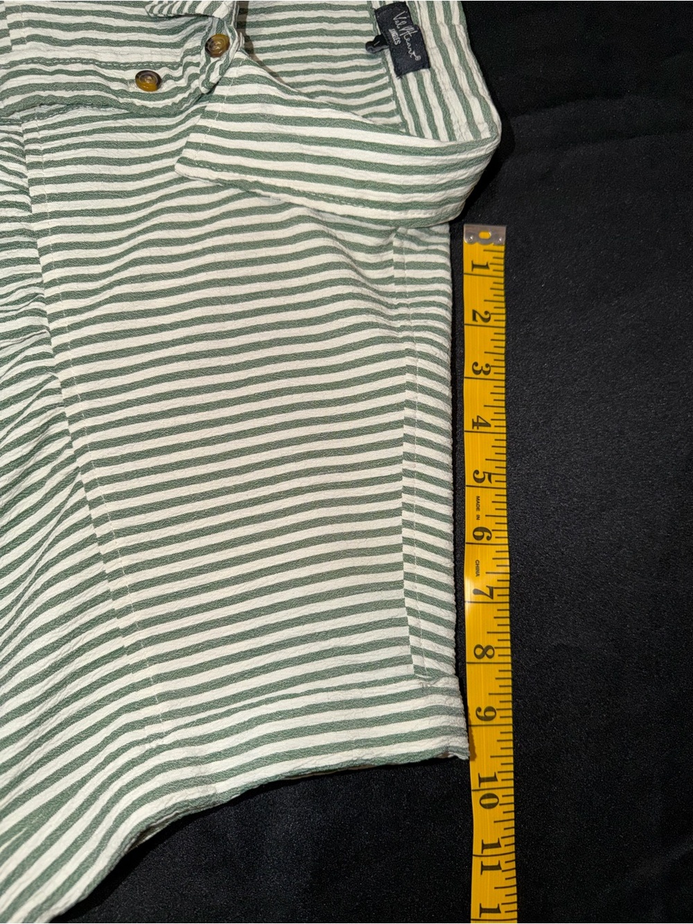 Velvet Heart Green Stripe Seersucker Cotton Blouse L Button Front Top - Picture 12 of 14